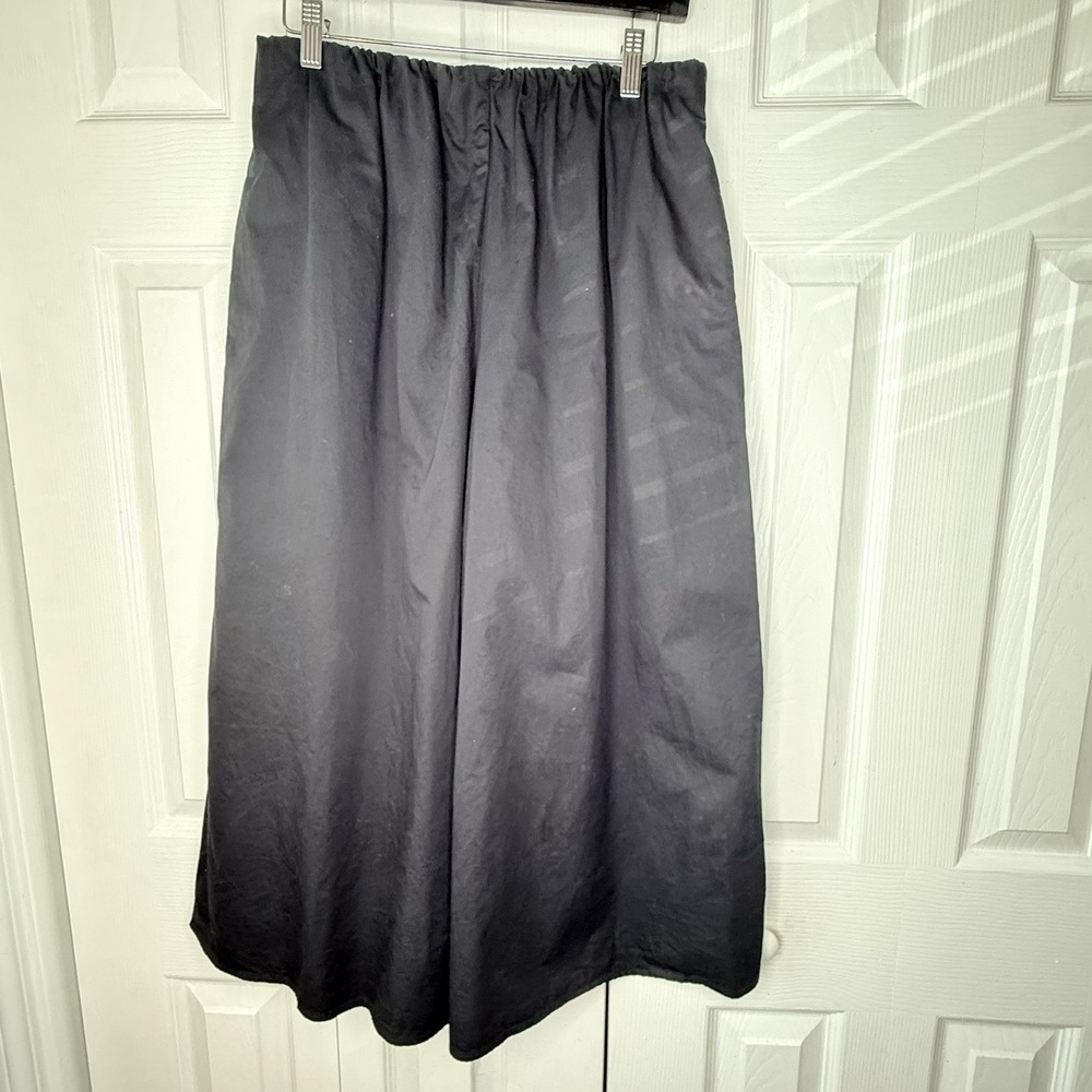 Zara Wide Leg Crop Ankle Pant Pleated Elastic Waistband Size Small Black